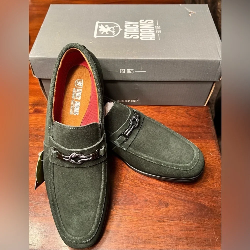 🆕 Stacy Adams Ravelle Men's Green Suede Loafers size 7 *New in Box